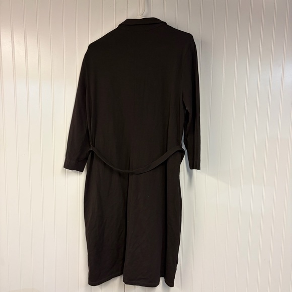 Lands End Brown Button-Up Dress Long Sleeve Tie Waist Large - Picture 5 of 5